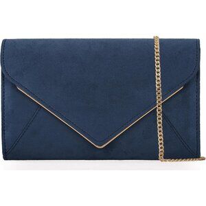 Elegant Faux Suede Navy Clutch with Satin Lining | Perfect for Prom and Cocktail